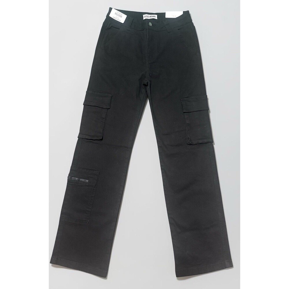 Disclosure Cargo Pants Womens 7/28 Black High Rise Straight Leg Utility NWT